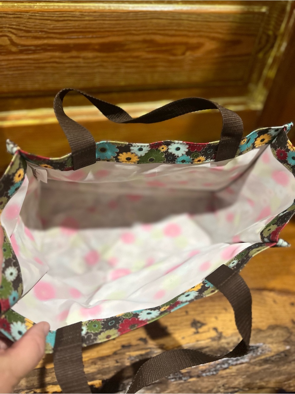 thirty-one Floral Tote Bag in Brown, Turquoise, Red, Yellow - Picture 6 of 6